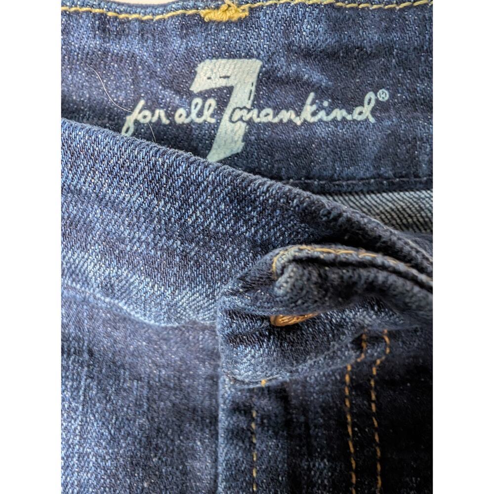 7 For All Mankind Women's Distressed Denim Skirt Dark Raw Hem Size 29 Mini(809) - Picture 3 of 8
